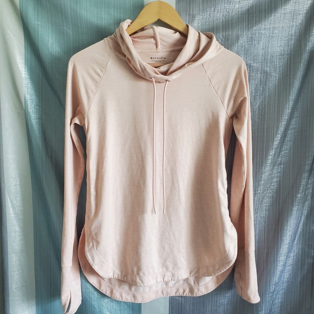 Athleta Womens XS Pink Heathered Uptempo Hoodie Thumbhole Active Top  Athleisure